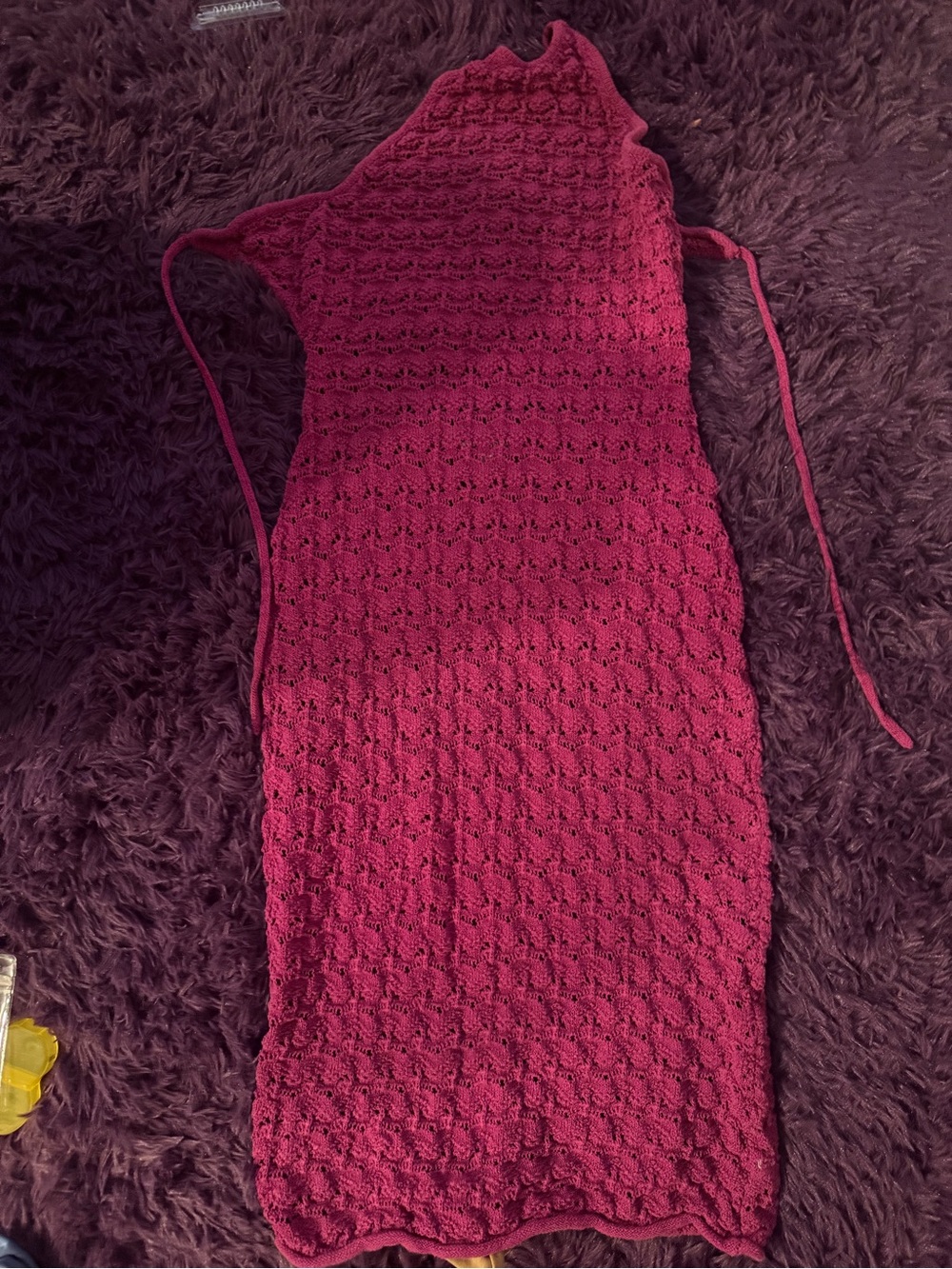 Knit Halter Swim Cover-Up in Berry Pink